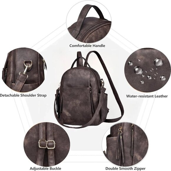Women Small Leather Backpack Purse Mini Shoulder Bag Casual Organizer main image 6